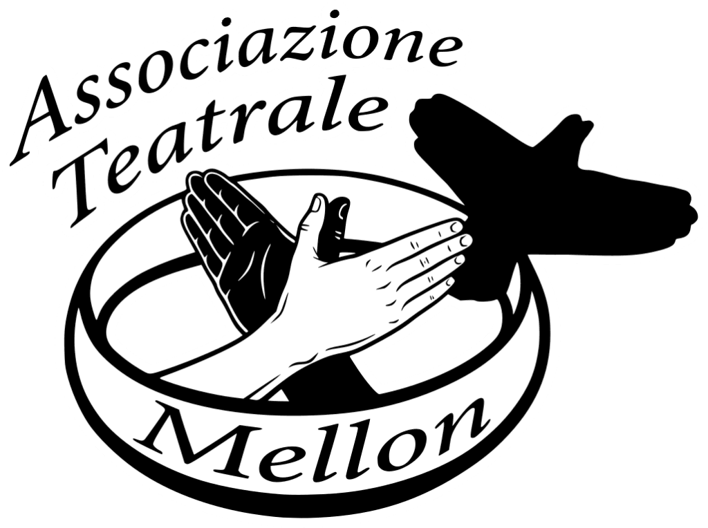 Logo Mellon, due mani che si intrecciano amichevolmente all'interno di un anello. L'ombra delle mani disegna una colomba stilizzata.