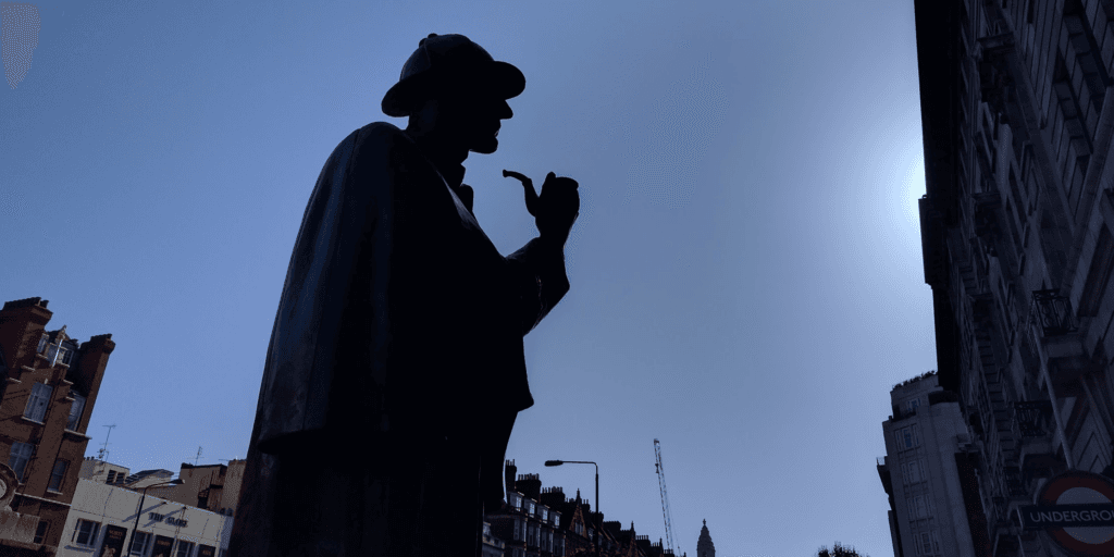La statua di Sherlock Holmes a Londra. Foto di Davide Mantovani.
